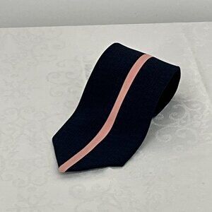 Mens Vitaliano Pancaldi Silk Tie Pink Stripe Navy Blue Patterned Made In Italy 5
